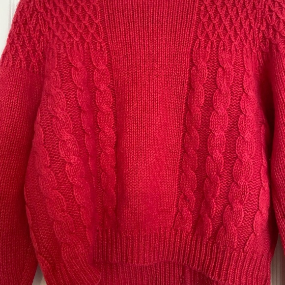 Vintage Robert Scott Ltd Pink Shetland Wool Cardigan Sz L CableKnit Sweater - Picture 9 of 9